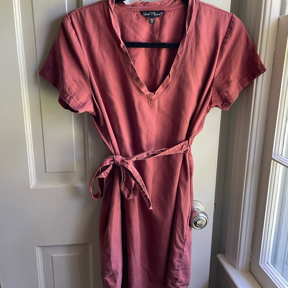 Velvet Heart Rust Sundress with Waist Tie